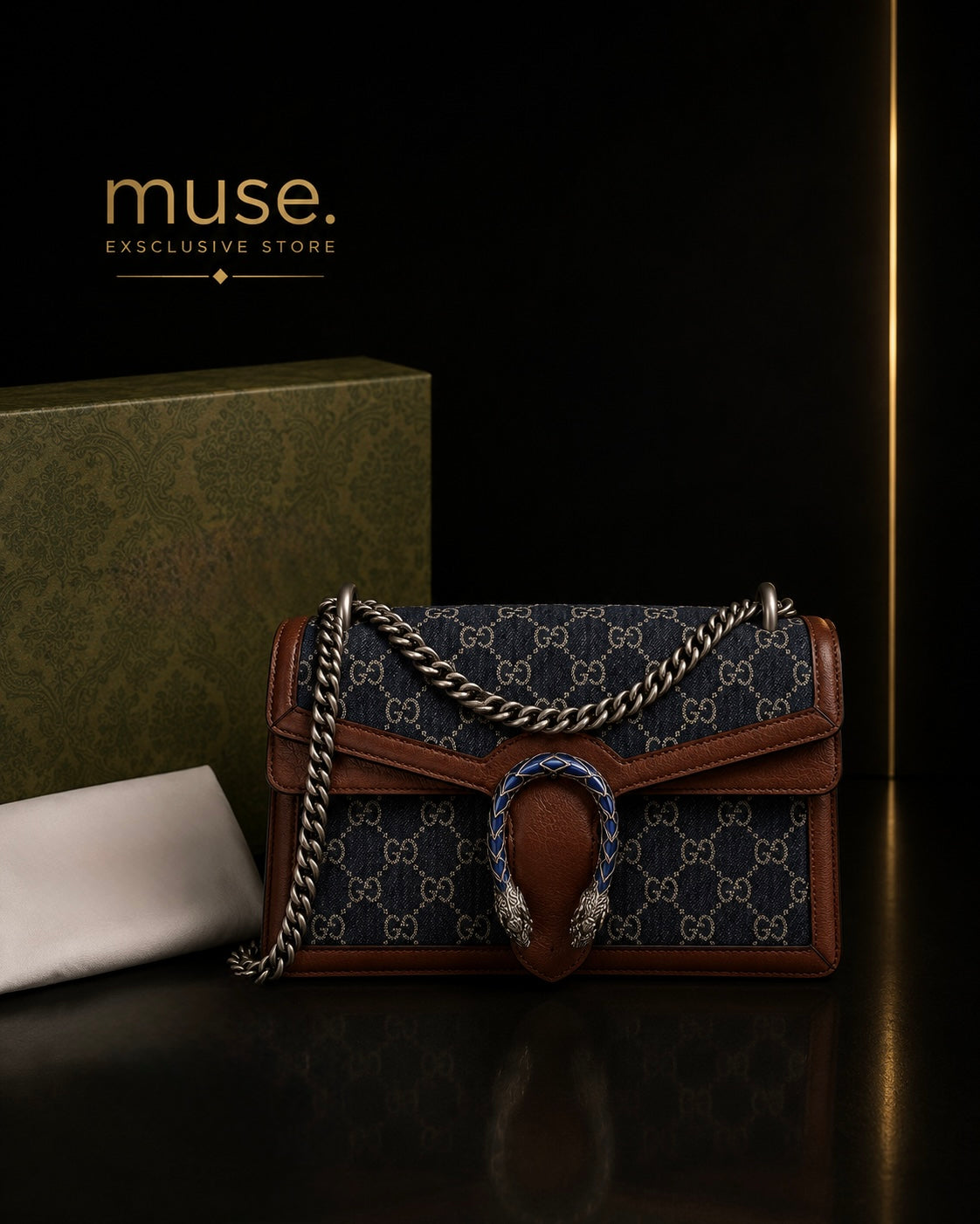 BORSA A TRACOLLA GG BLU