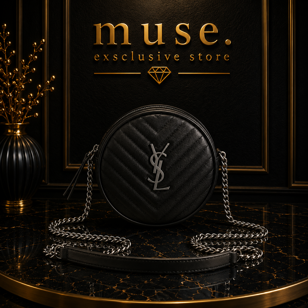 BORSA YSL VINY NERA DETTAGLI IN ARGENTO