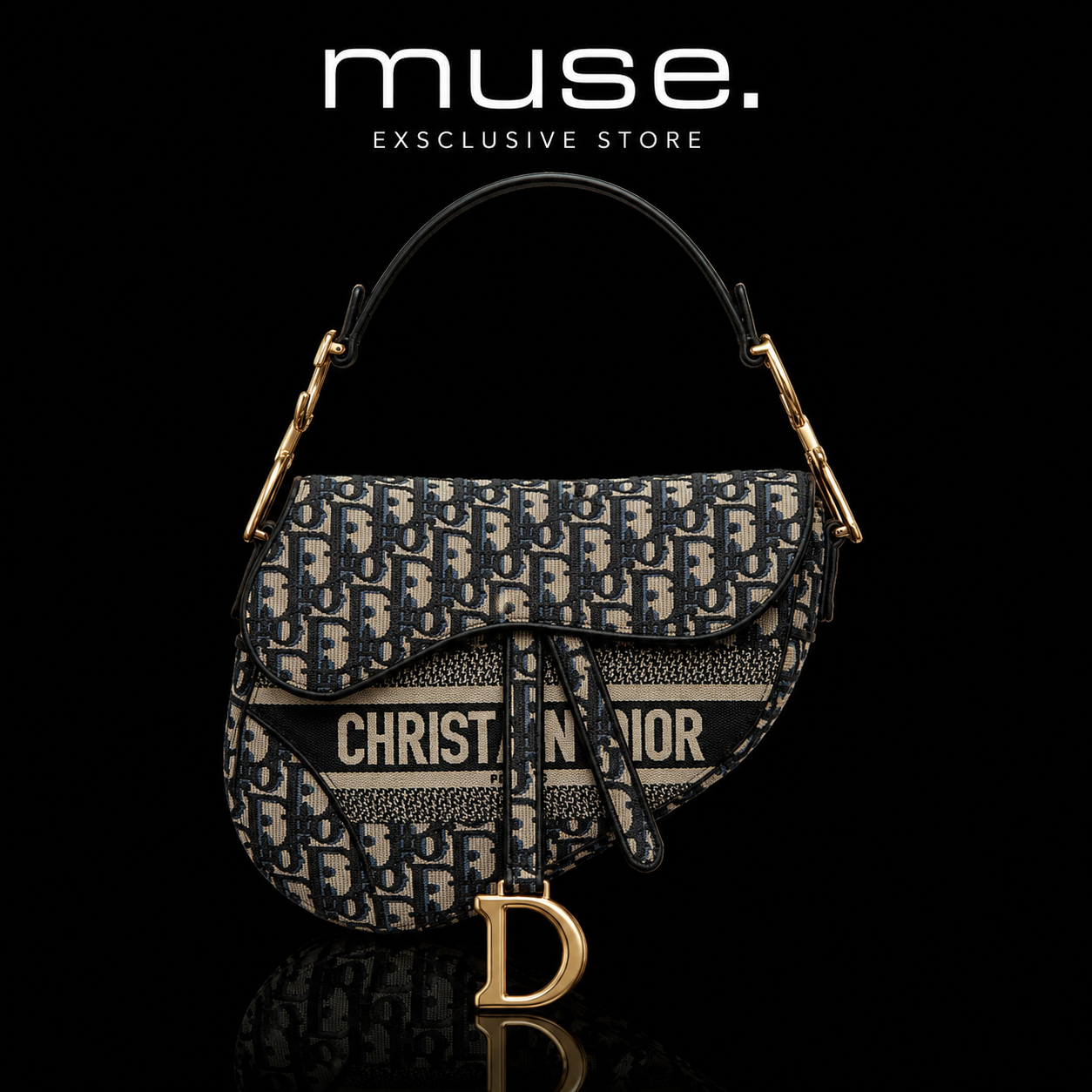 BORSA SADDLE JACQUARD BLU