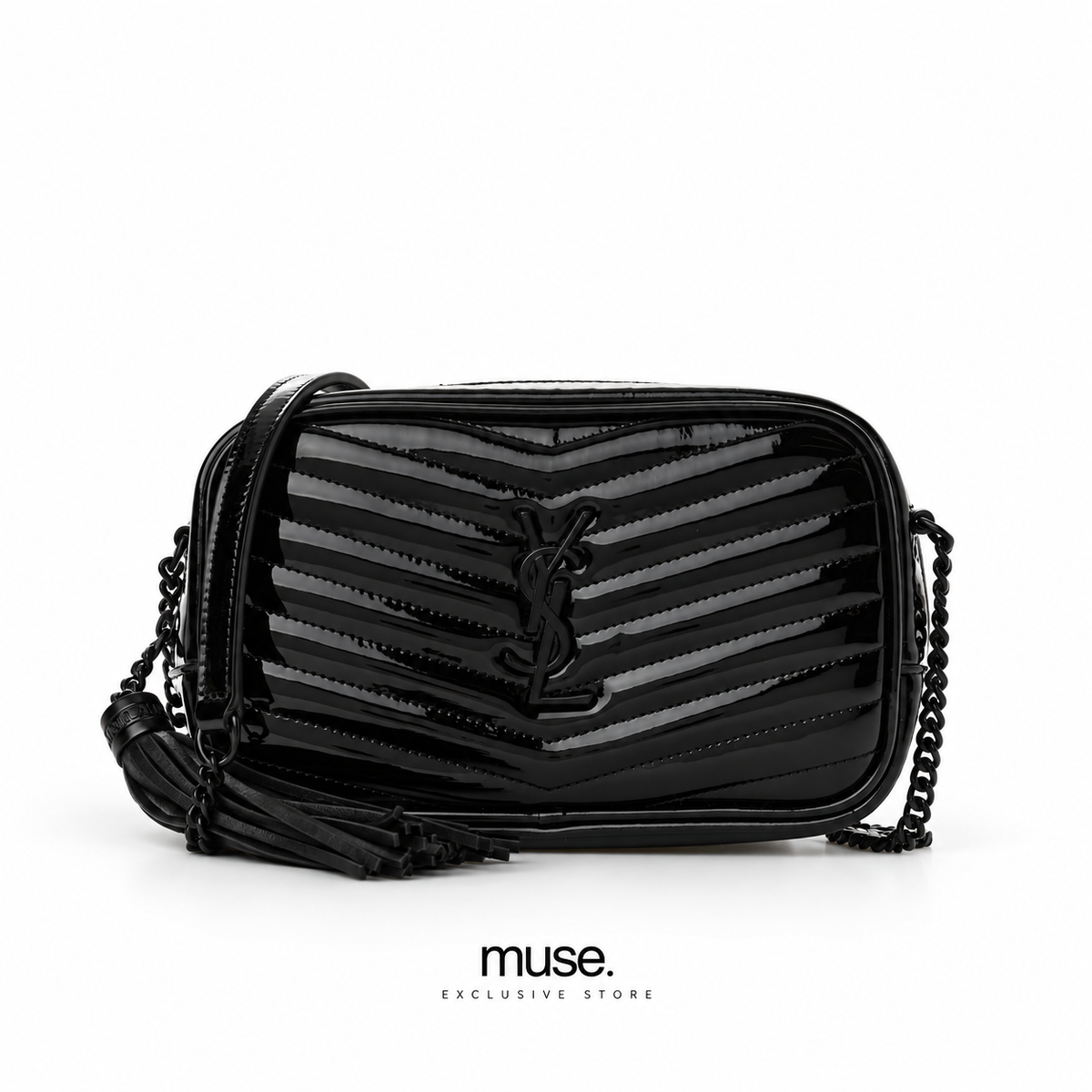 Borsa mini total black lucida 19cm
