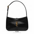 Borsa hobo nera croc 23cm