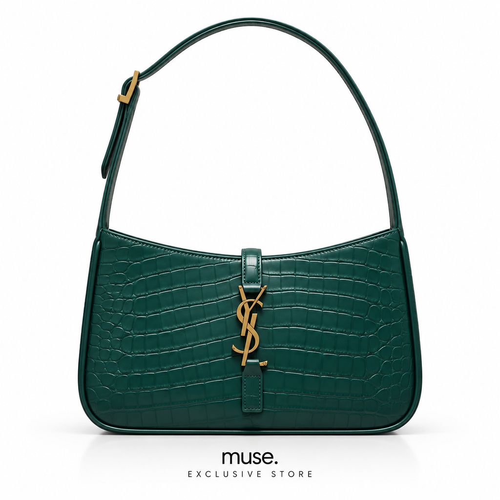 Borsa hobo verde croc 23cm