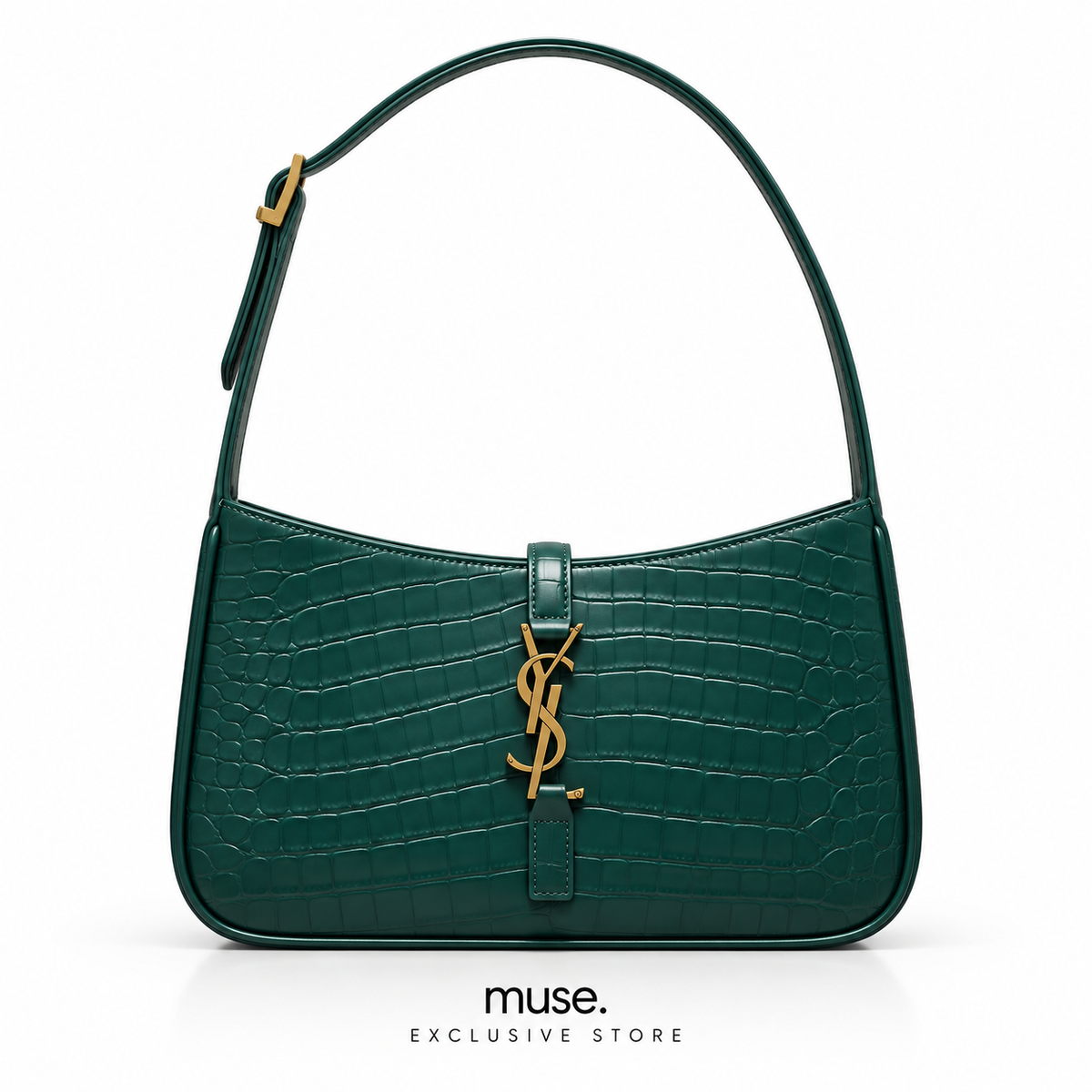 Borsa hobo verde croc 23cm