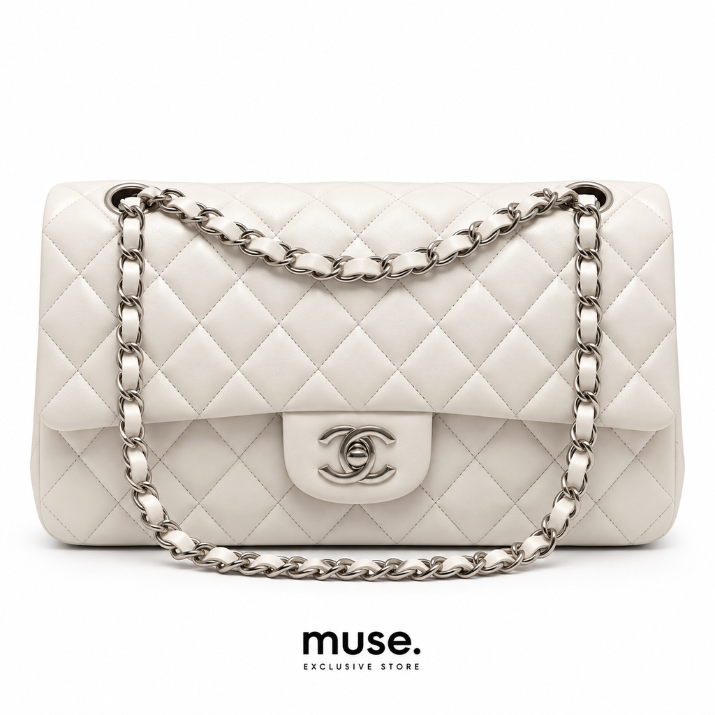 Borsa chany classic bianca 26cm
