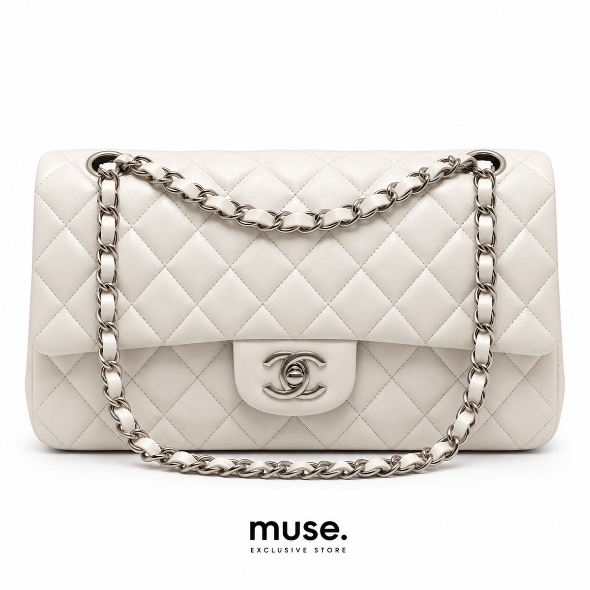 Borsa chany classic bianca 26cm